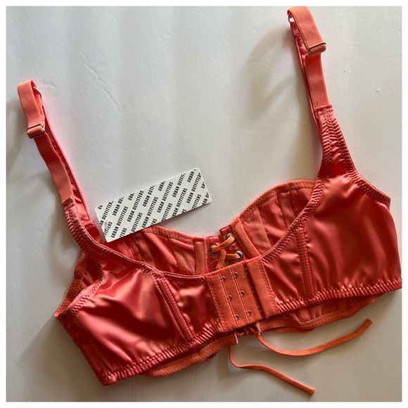 Urban Outfitters Out From Under Eden Lace Up Bustier in Coral - Picture 6 of 8